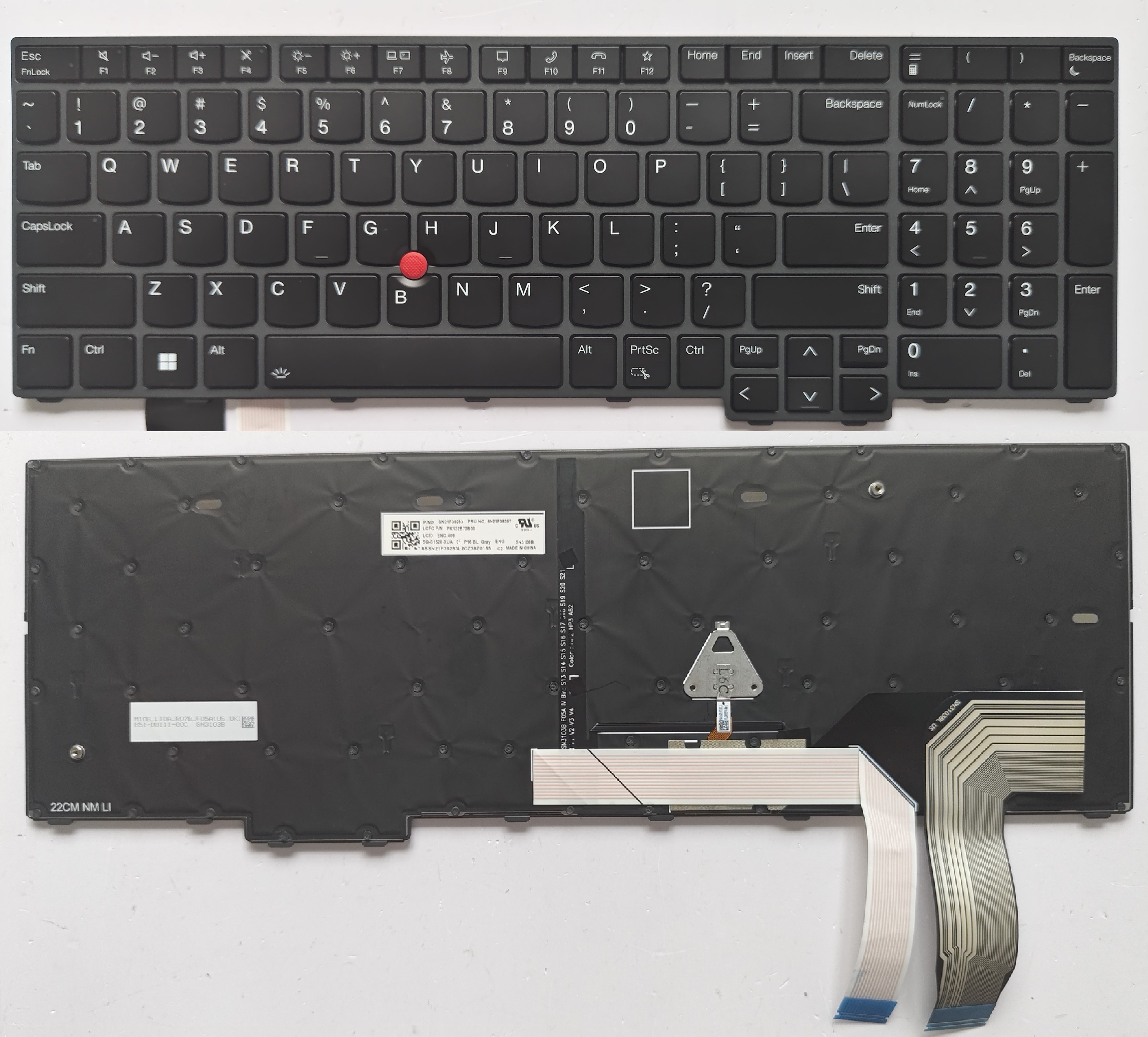Picture of New Replacement Laptop Keyboard For IBM L15 GEN3/T16 P16S GEN1 GRAY FRAME BLACK With Point Backlit US Layout